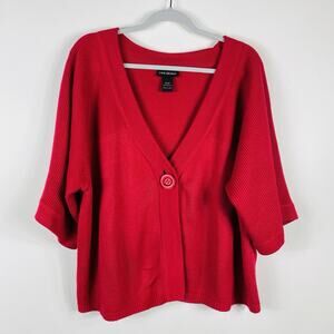Lane Bryant Plus Size 22 24 Soft Cropped One Button Cardigan Sweater Red
